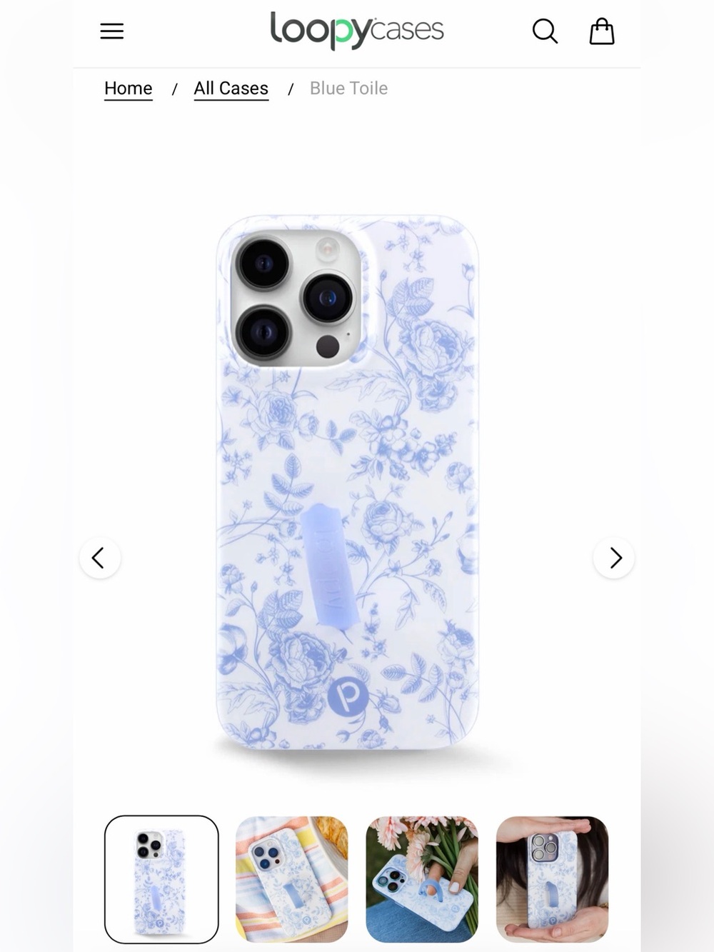 Loopy Case Blue Toile Floral iPhone Case I phone 14 Pro Max